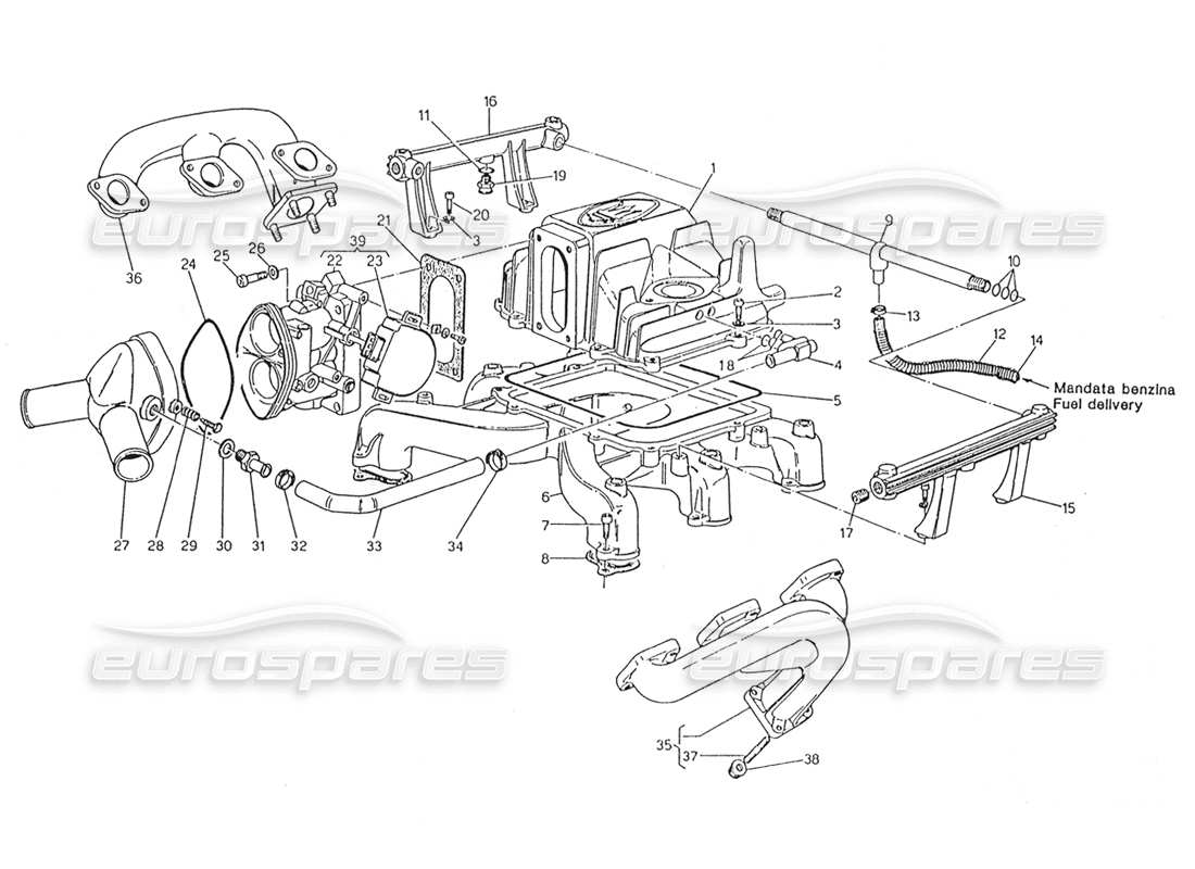 maserati karif 2.8 intake manifold throttle valve body part diagram