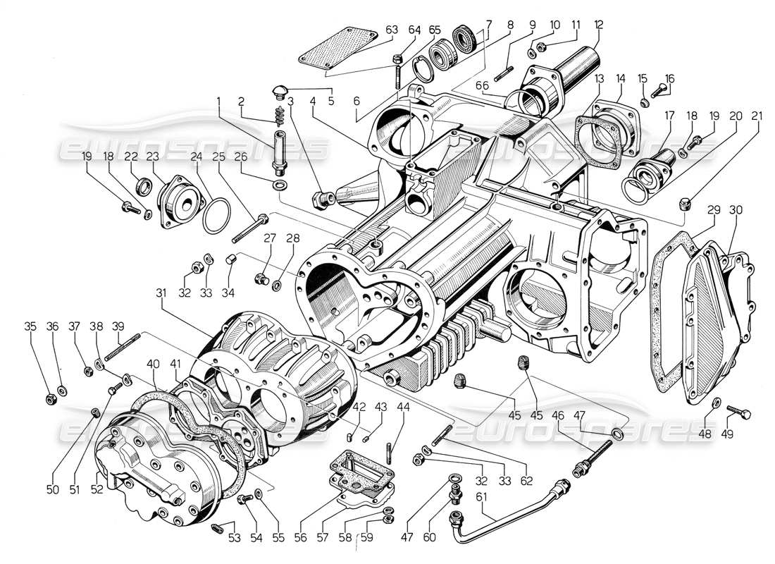 lamborghini jalpa 3.5 (1984) gerbox (castings) part diagram