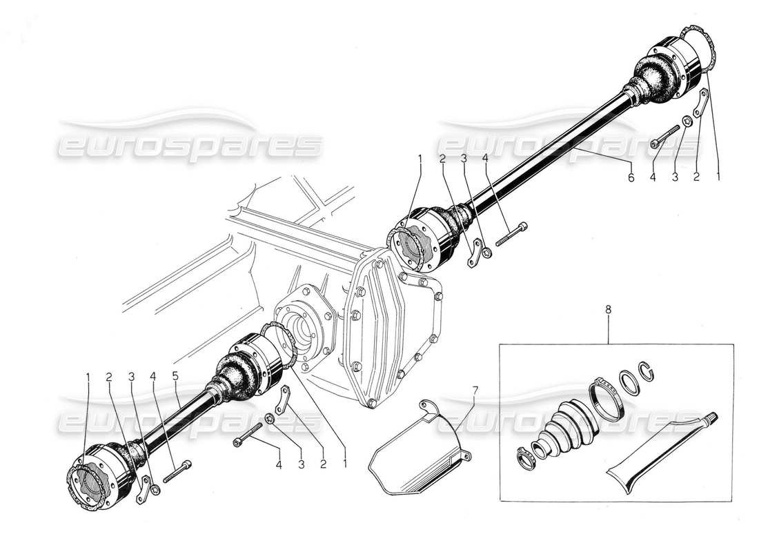 lamborghini jalpa 3.5 (1984) drive shafts part diagram