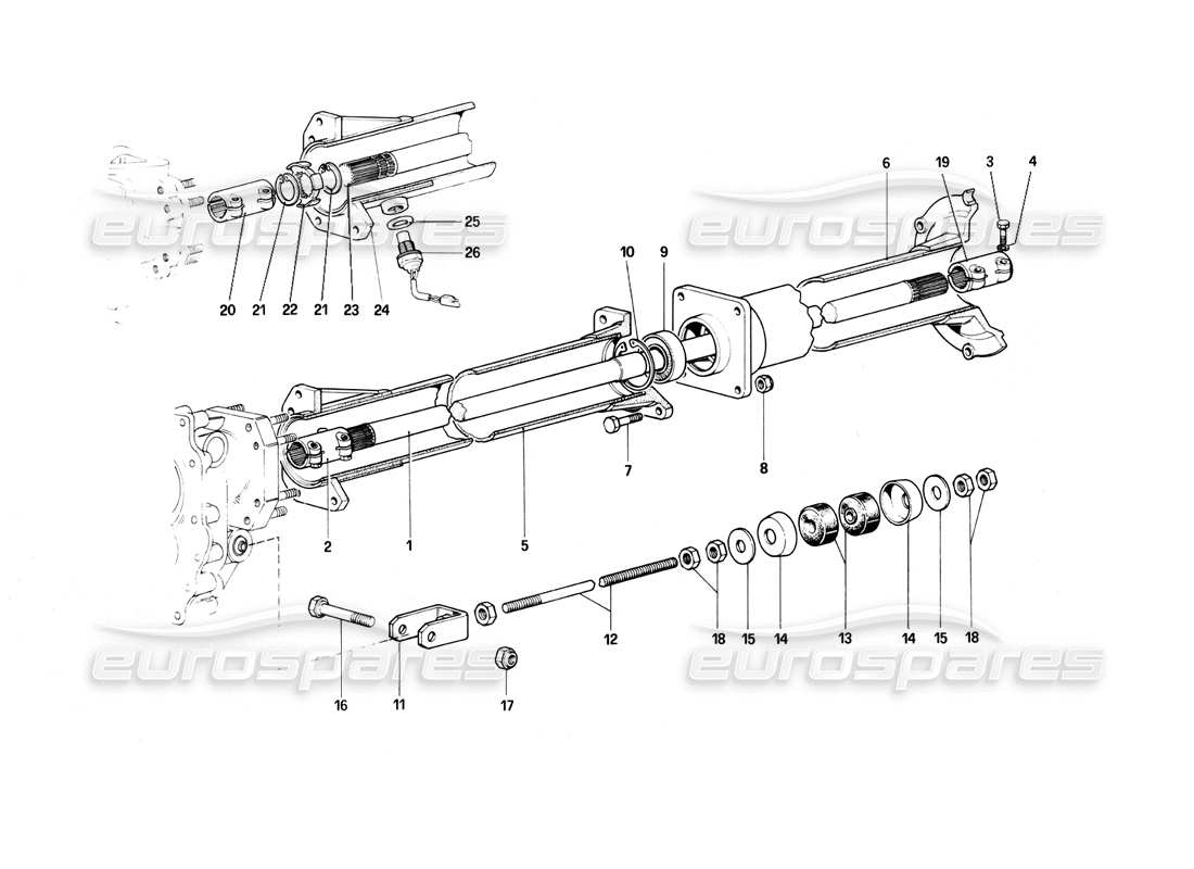 ferrari 400i (1983 mechanical) propeller shaft part diagram