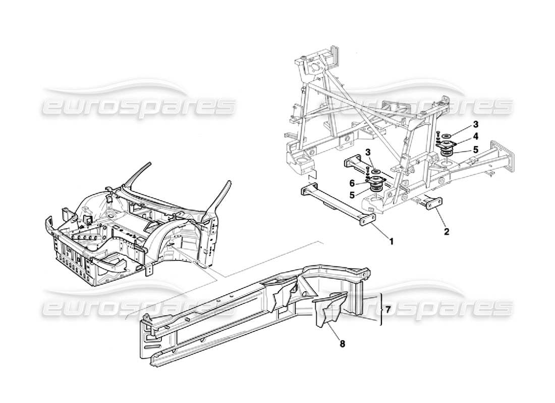 ferrari 355 challenge (1996) engine supports - chassis and body elements part diagram