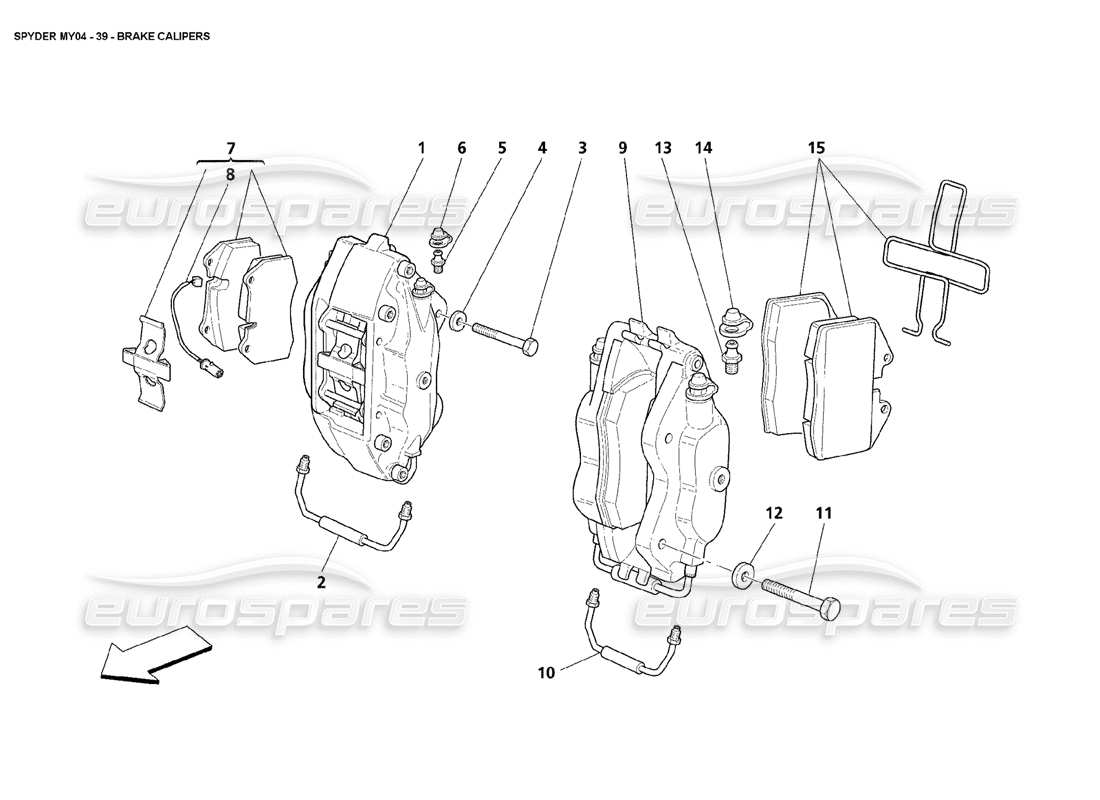 maserati 4200 spyder (2004) brake calipers part diagram