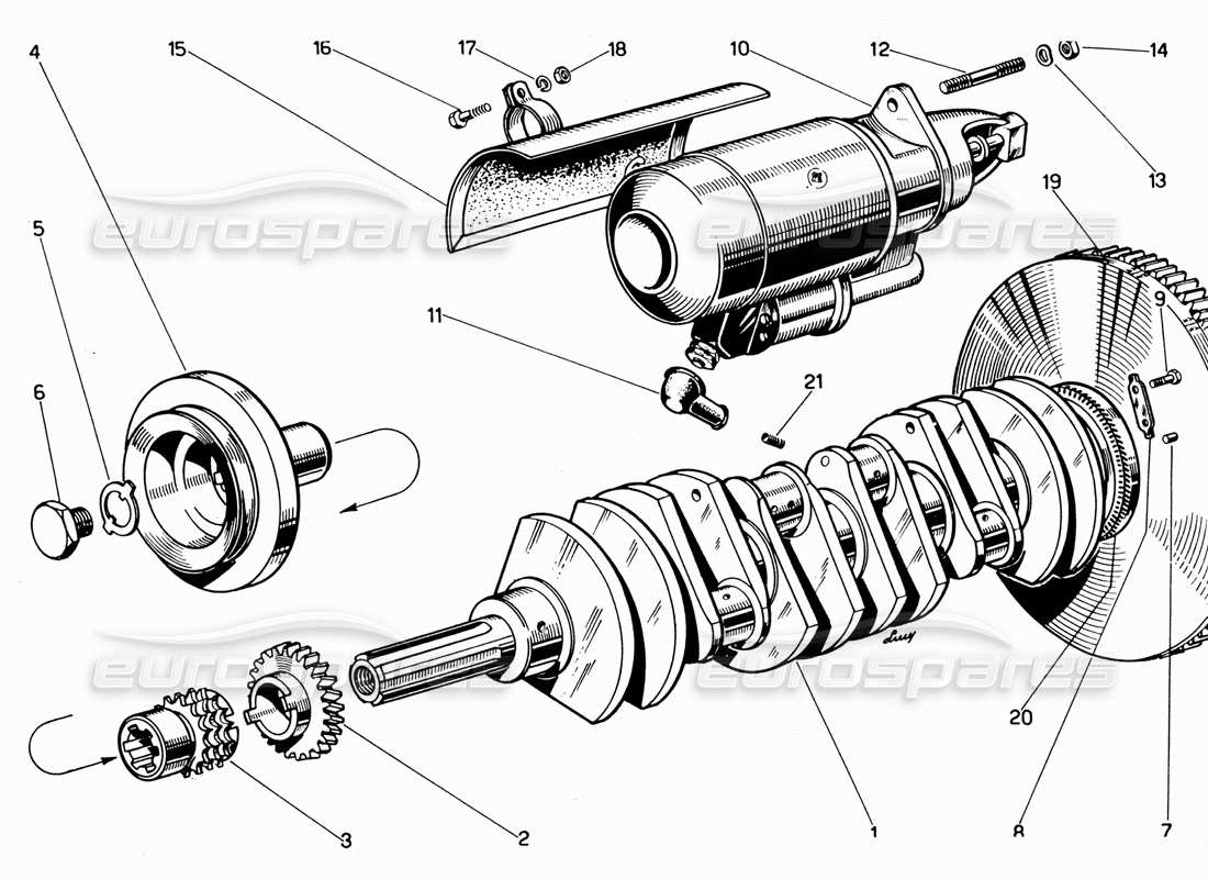 ferrari 330 gt 2+2 crankshaft and starter part diagram