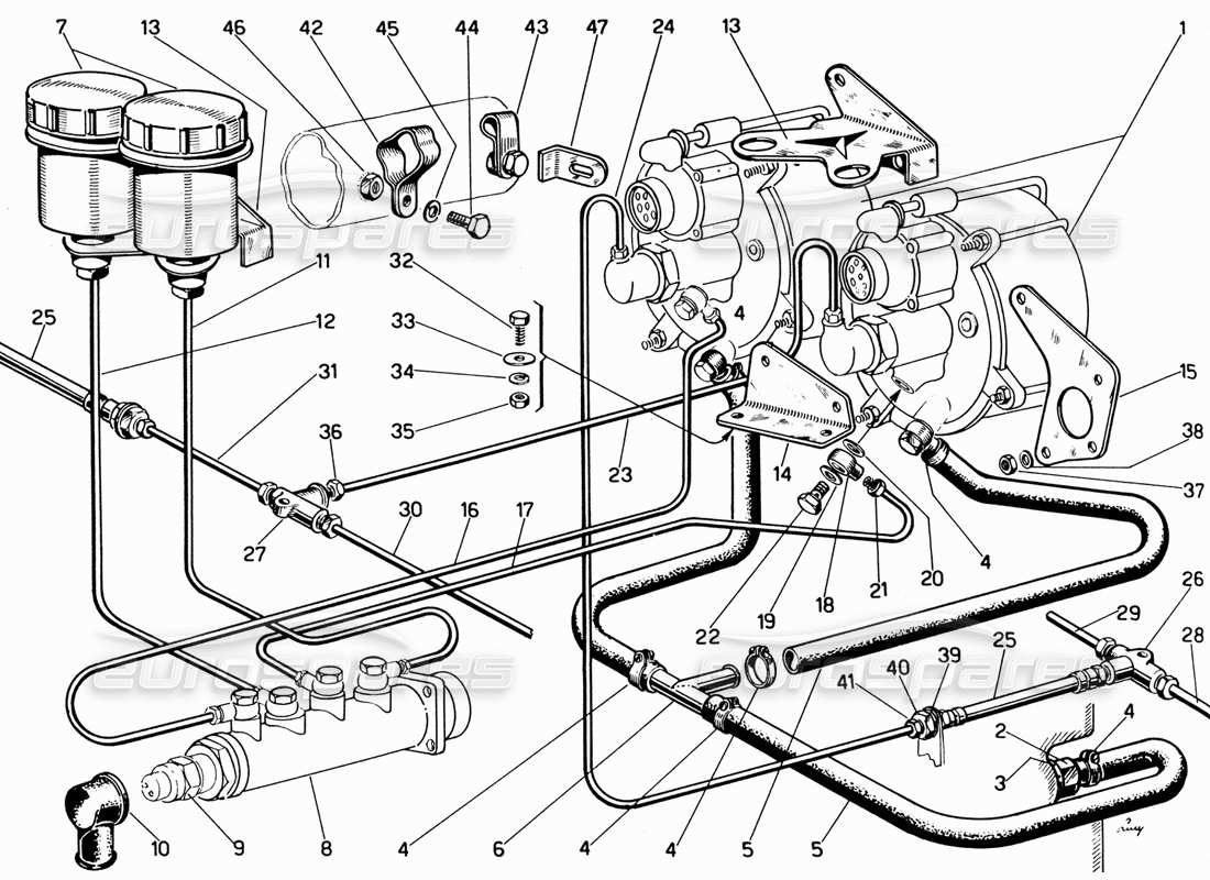 ferrari 330 gt 2+2 brake control part diagram