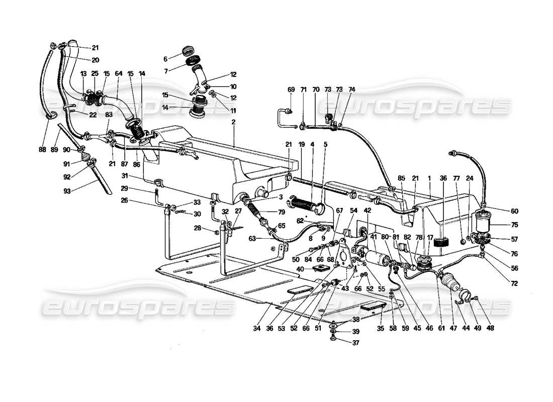 ferrari mondial 3.0 qv (1984) fuel pump and pipes (cabriolet) part diagram