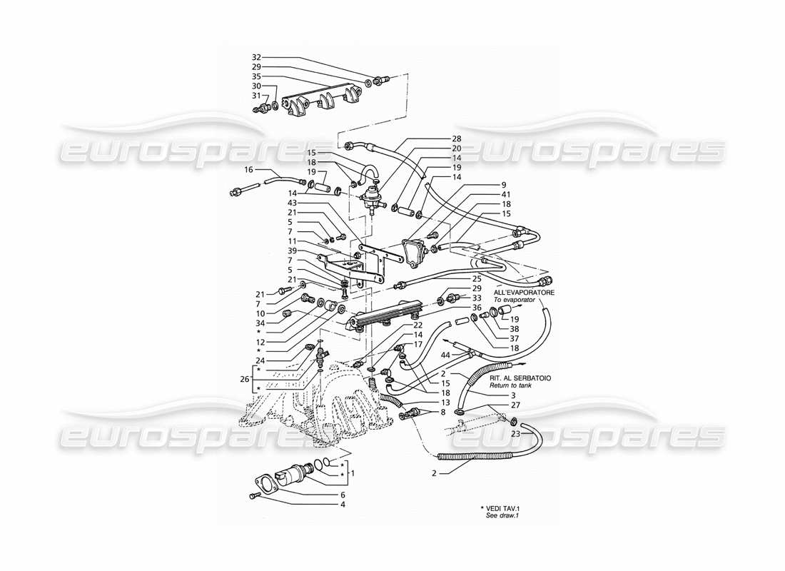 maserati ghibli 2.8 (abs) injection system accessories part diagram