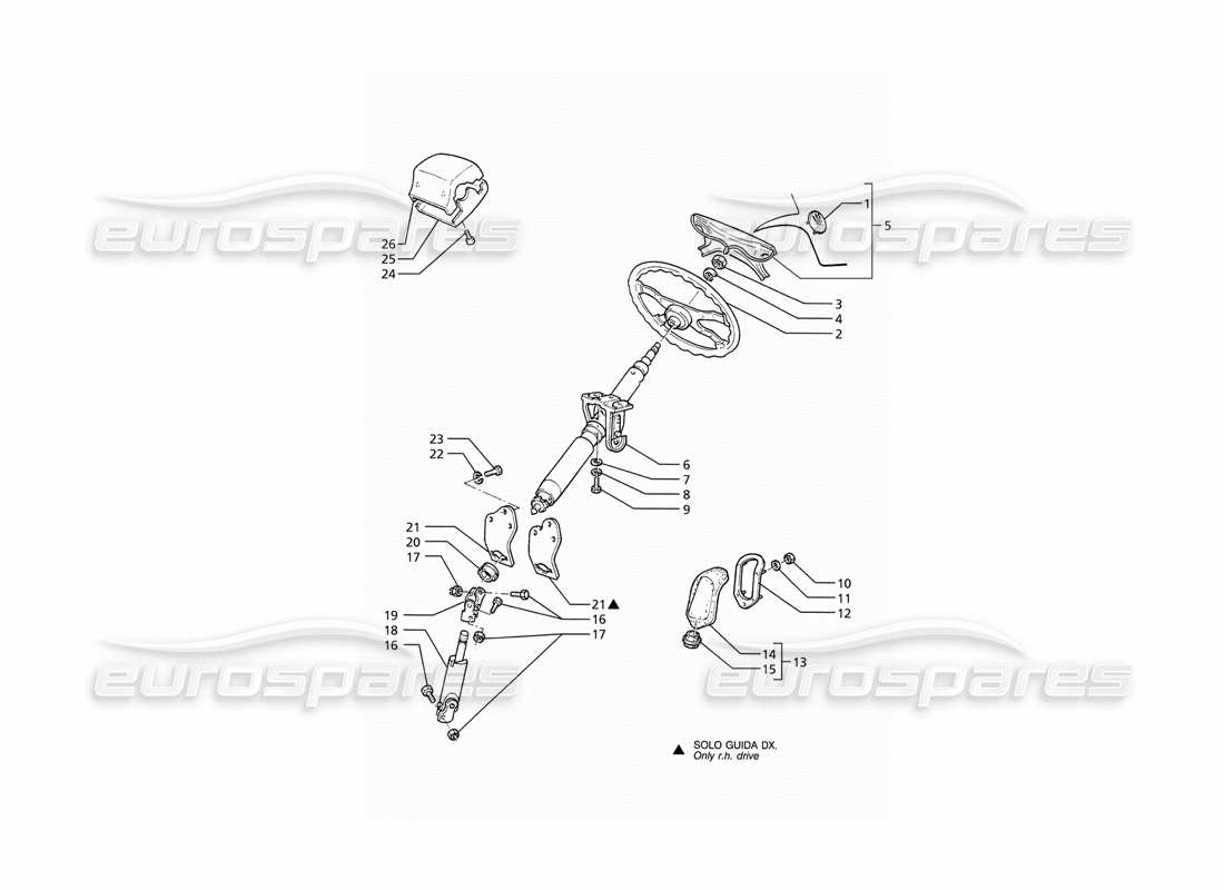 maserati ghibli 2.8 (abs) steering column and wheel part diagram