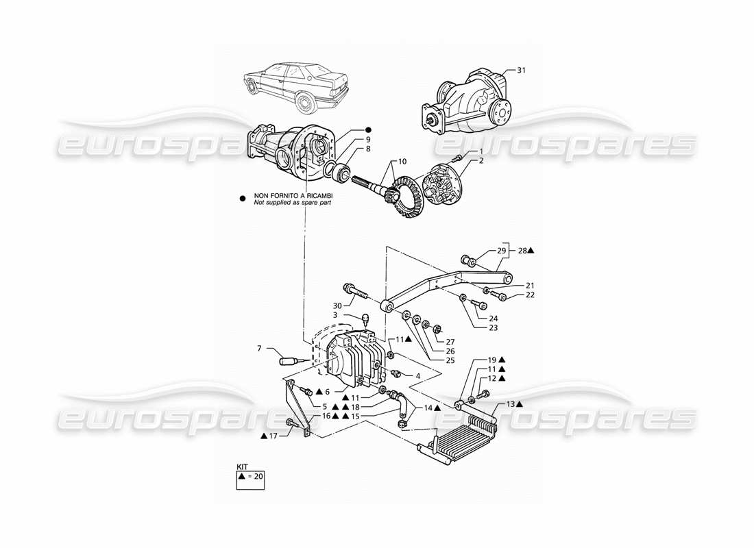 maserati ghibli 2.8 (abs) differential with radiator part diagram