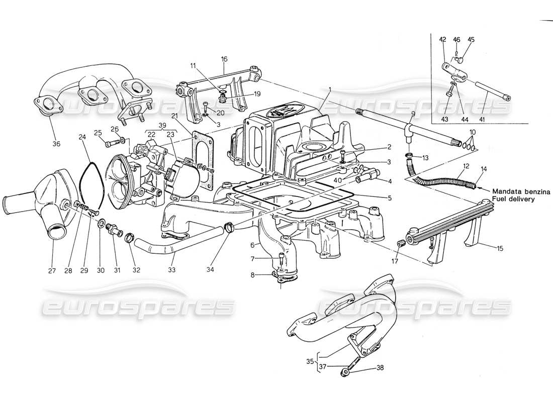 maserati biturbo spider intake manifold throttle valve body parts diagram