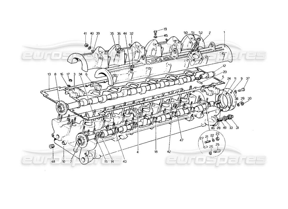 ferrari 400 gt (mechanical) cylinder head (right) parts diagram