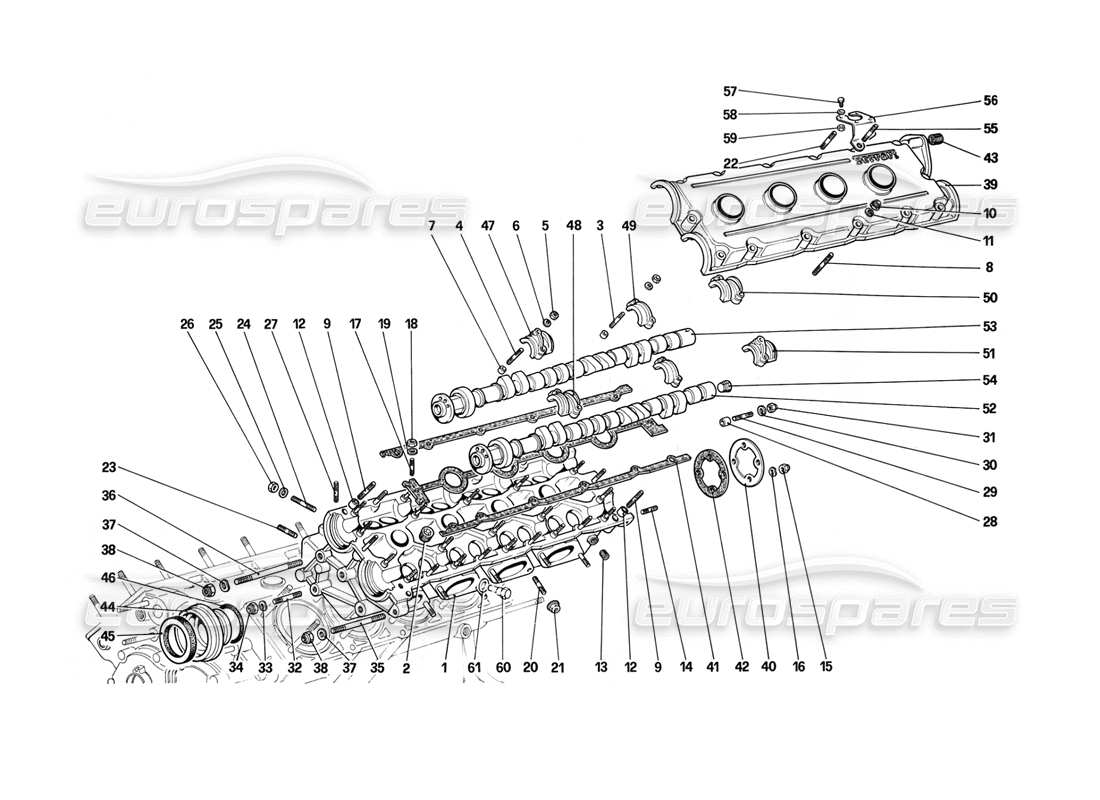 ferrari mondial 3.2 qv (1987) cylinder head (left) parts diagram