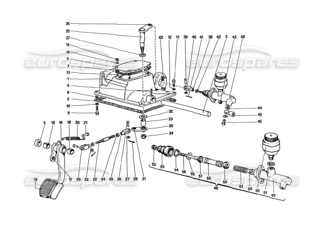 ferrari 512 bbi clutch release controll (variant for rhd version) part diagram