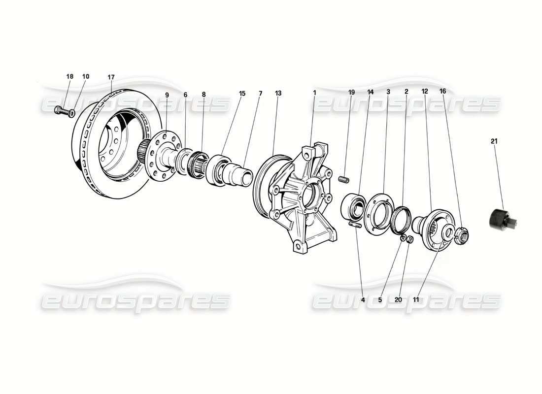 ferrari testarossa (1990) rear suspension - brake disc (until car no. 75995) part diagram