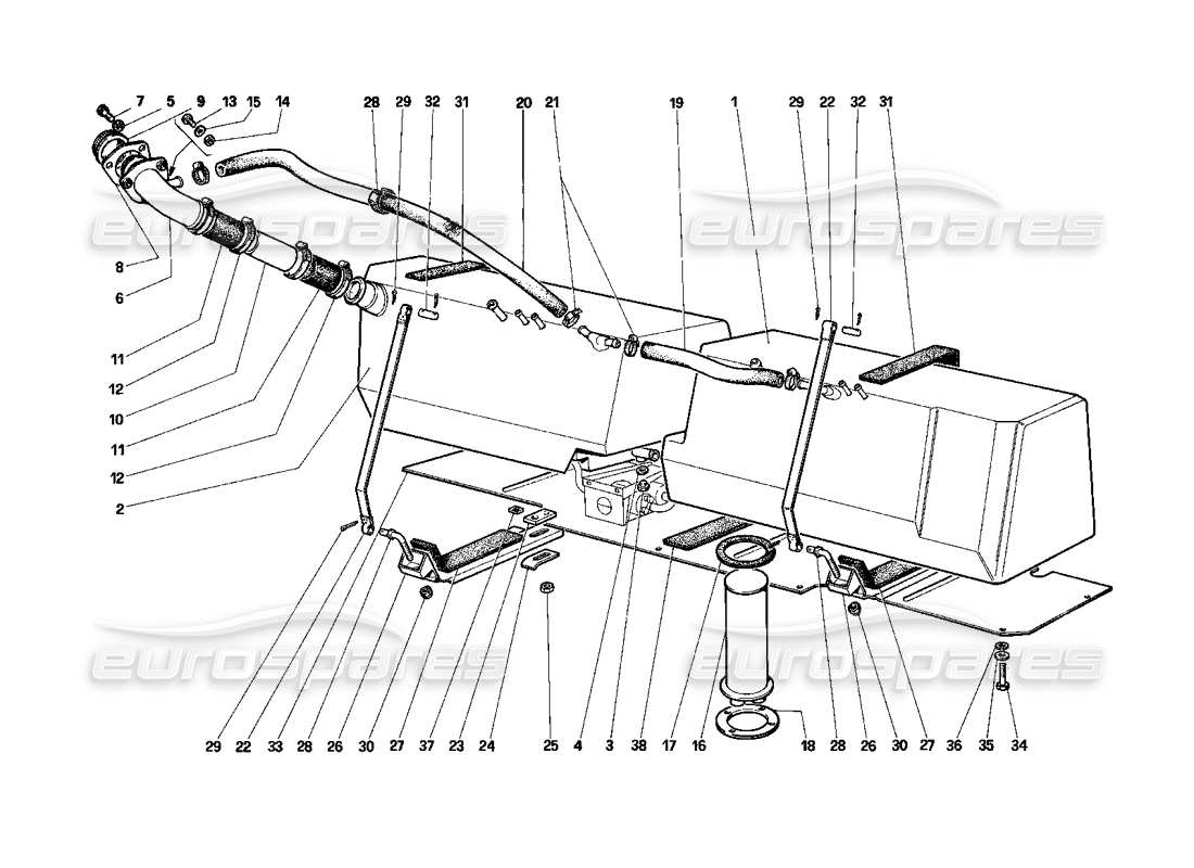 ferrari testarossa (1990) fuel tanks (for us - sa and ch88) part diagram