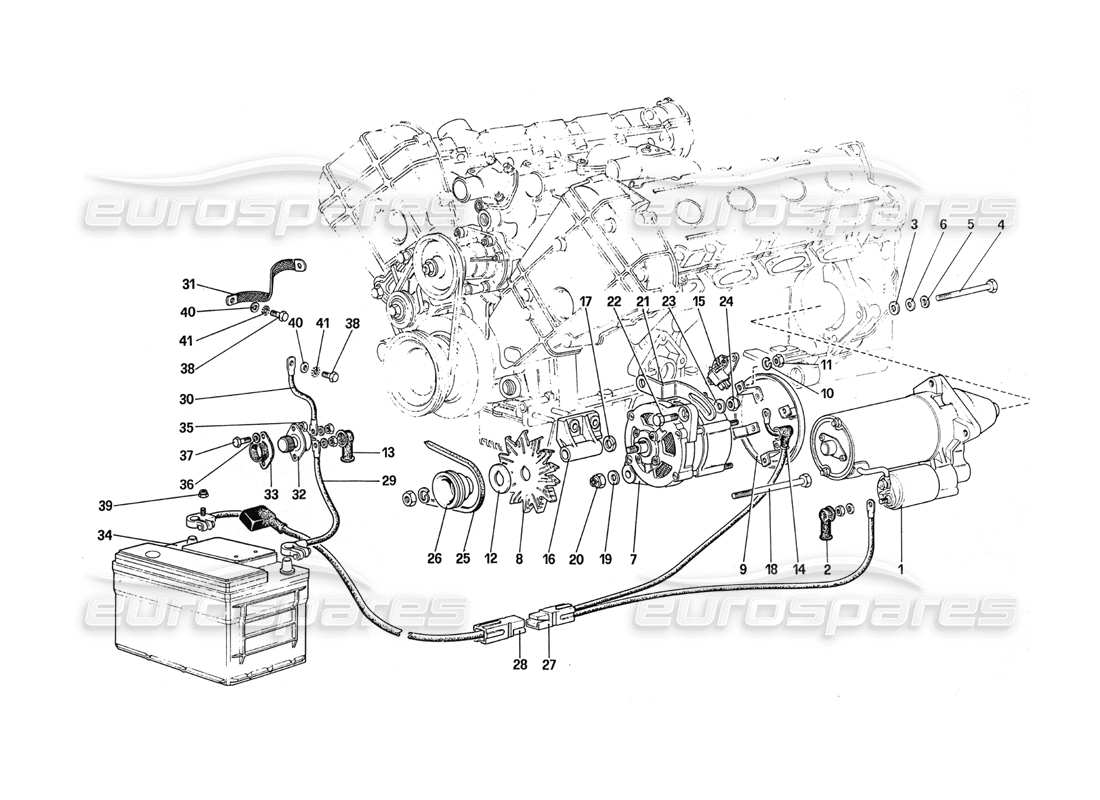 ferrari 288 gto electric generating system part diagram