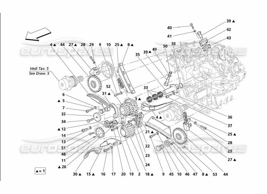 maserati 4200 spyder (2005) timing - controls part diagram