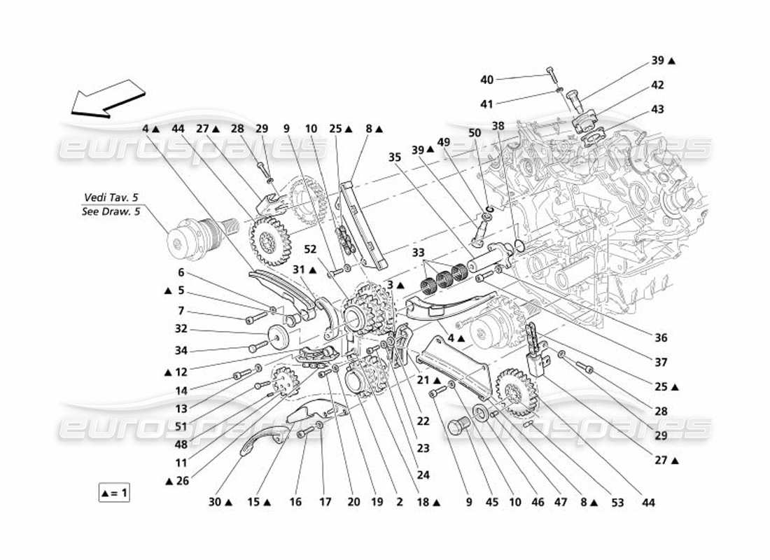 maserati 4200 coupe (2005) timing - controls part diagram