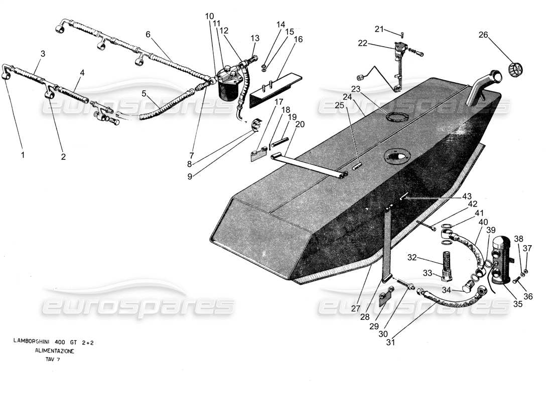 lamborghini 400 gt fuel tank part diagram