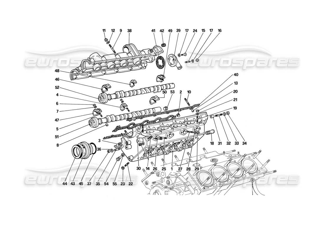 ferrari mondial 3.2 qv (1987) cylinder head (right) parts diagram