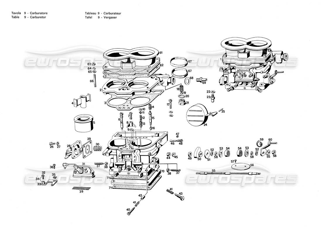 maserati merak 3.0 carburetor part diagram