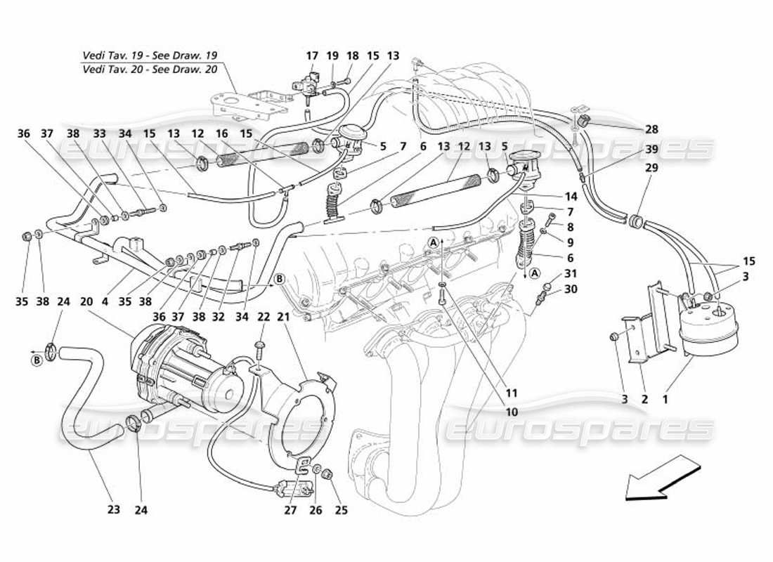 maserati 4200 spyder (2005) fuel pump and pipes part diagram