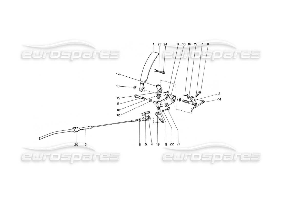 ferrari 512 bb throttle control (variants for rh d. version) part diagram