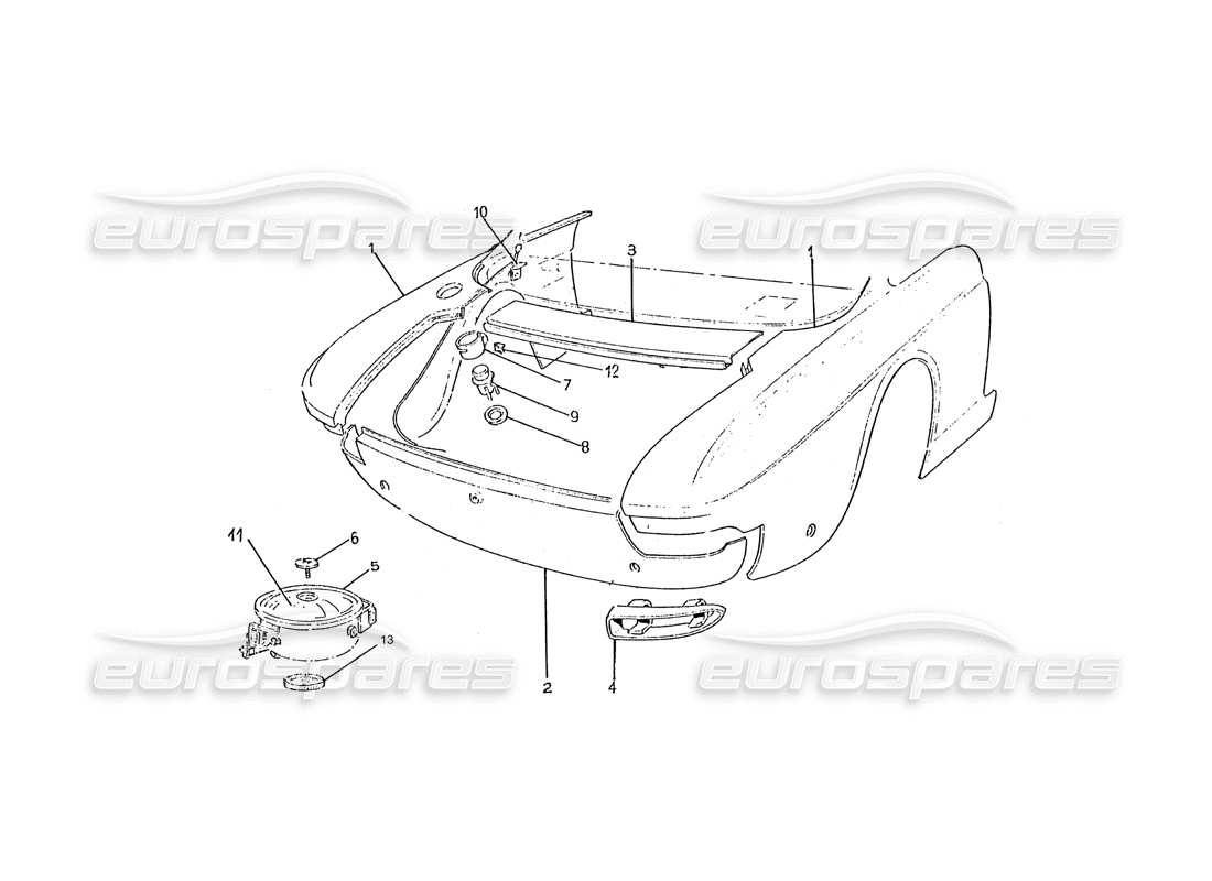 ferrari 330 gtc / 365 gtc (coachwork) rear end panels part diagram