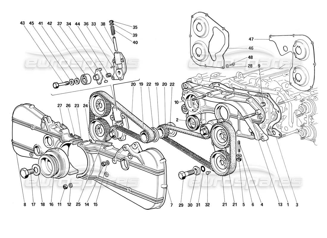 ferrari testarossa (1990) timing system - controls parts diagram