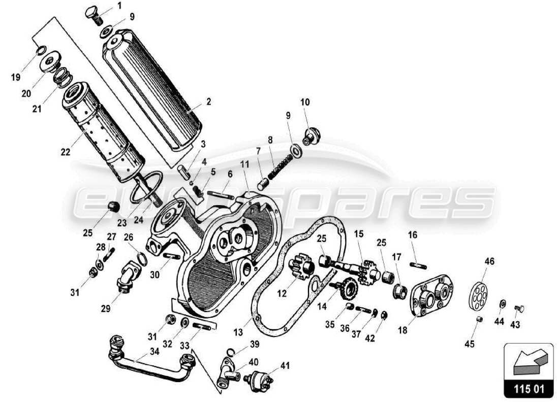 lamborghini miura p400 oil filter part diagram