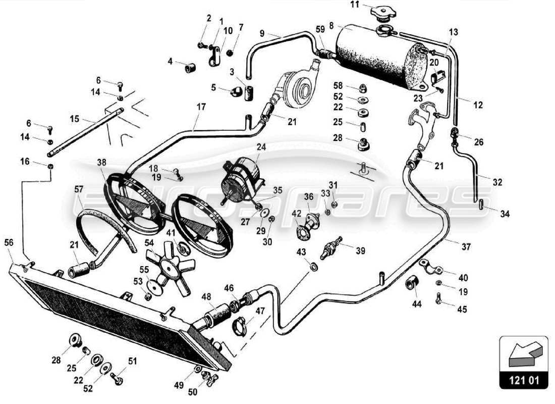 lamborghini miura p400 water cooling system part diagram