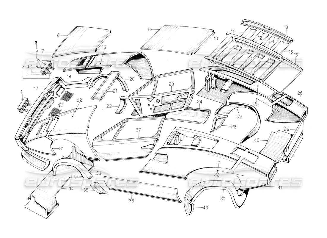 lamborghini countach 5000 qv (1985) outer coverings part diagram