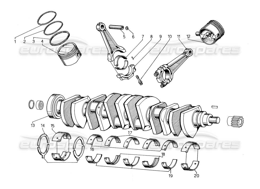 lamborghini countach 5000 qv (1985) crankshaft part diagram