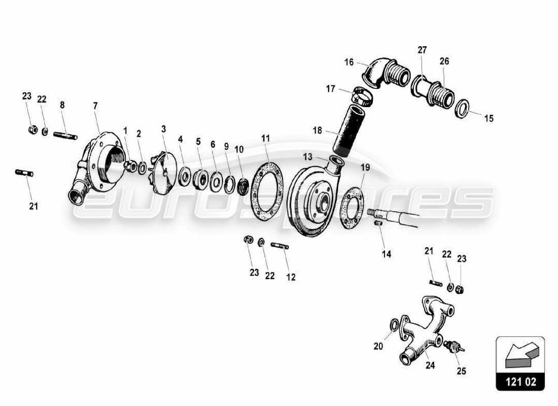 lamborghini miura p400 water cooling system part diagram