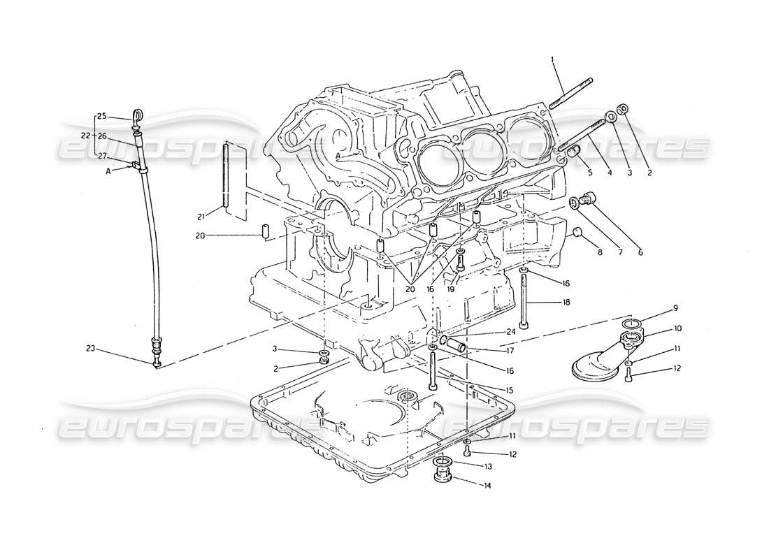 maserati biturbo 2.5 (1984) fastenings and block accessories part diagram