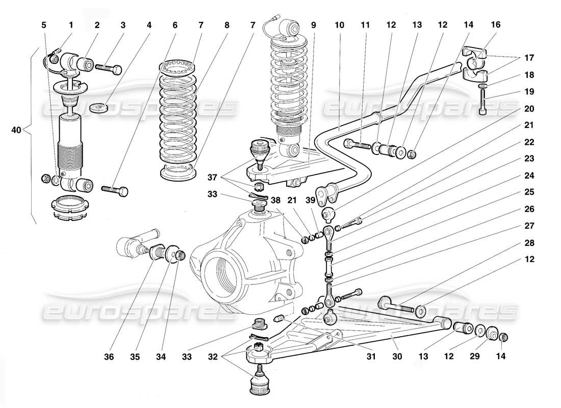 lamborghini diablo vt (1994) front suspension part diagram