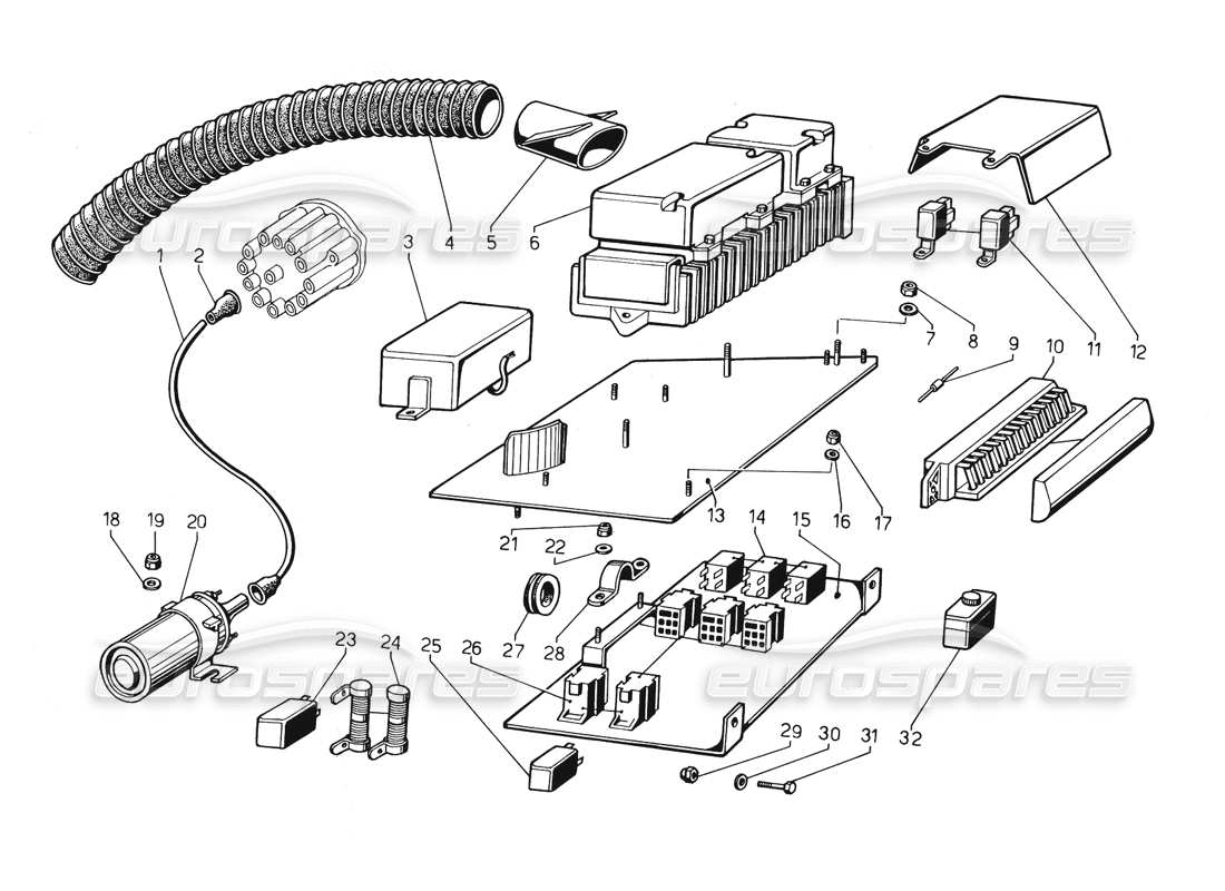 lamborghini countach 5000 qv (1985) electrical system part diagram