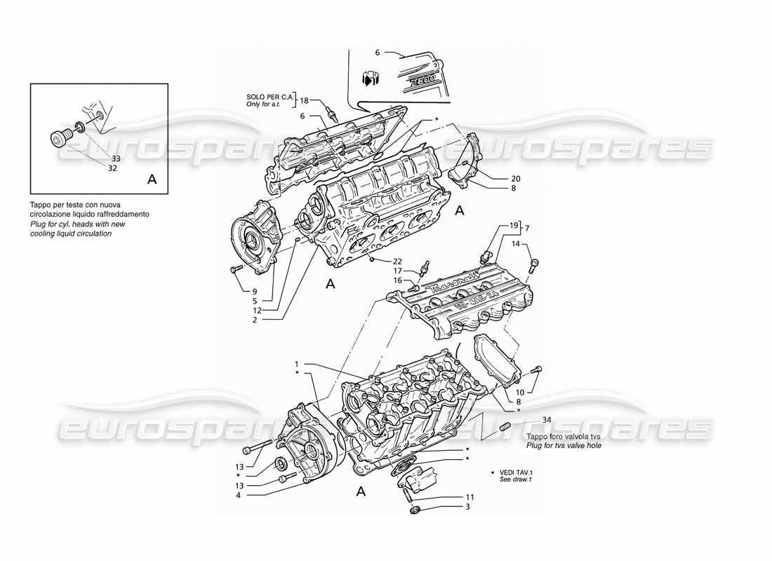 maserati ghibli 2.8 gt (variante) cylinders heads part diagram