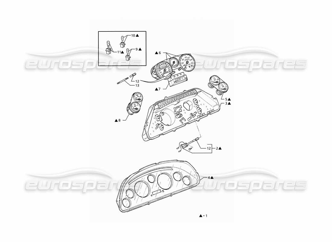 maserati ghibli 2.8 gt (variante) borletti instrumentation part diagram