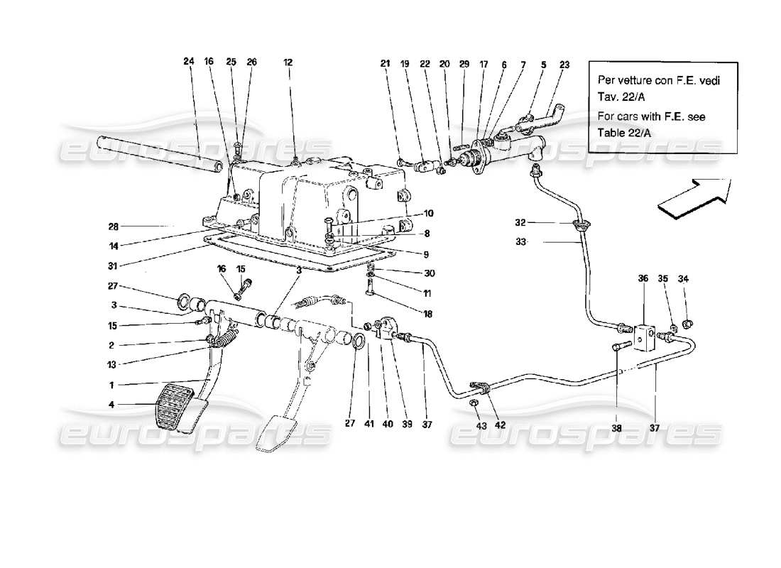 ferrari mondial 3.4 t coupe/cabrio clutch release control - valid for gd part diagram