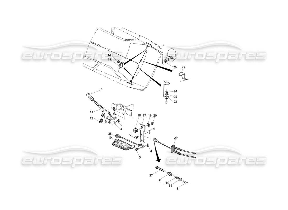 maserati qtp v8 evoluzione handbrake control 2 part diagram