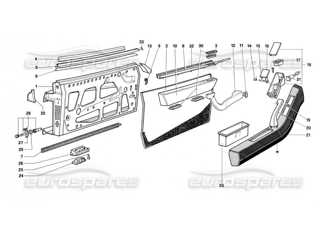 ferrari testarossa (1990) door part diagram