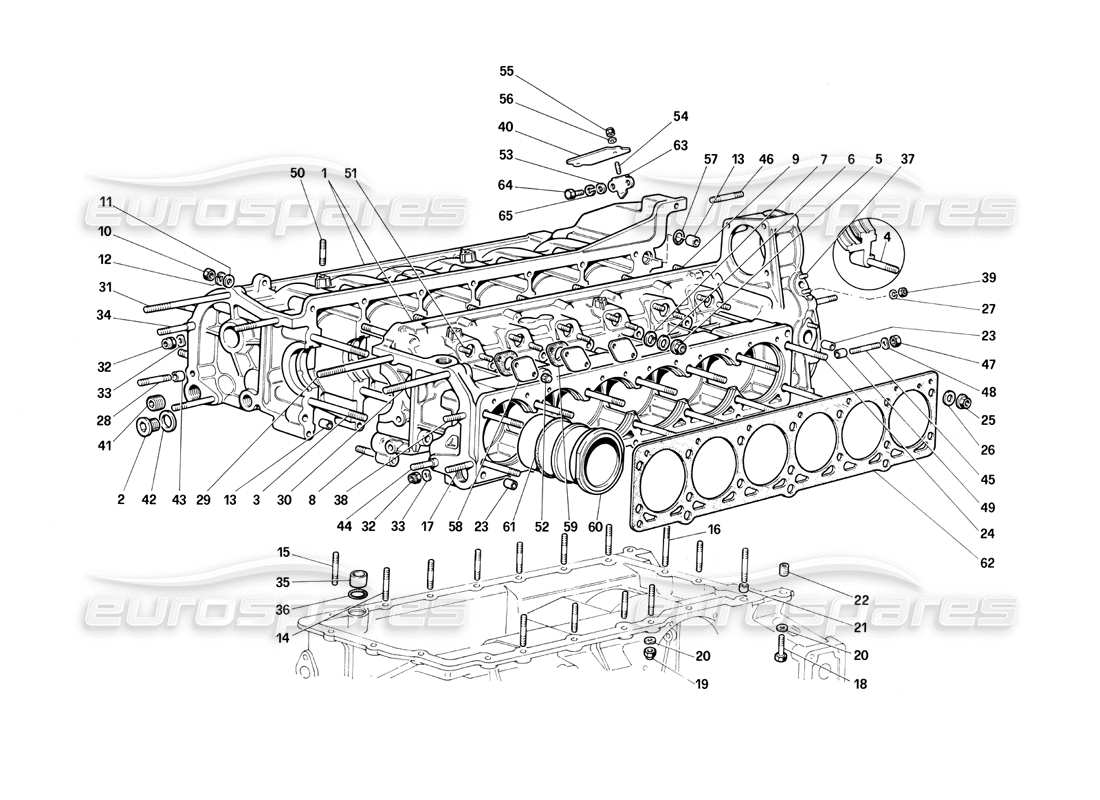 ferrari testarossa (1990) crankcase part diagram