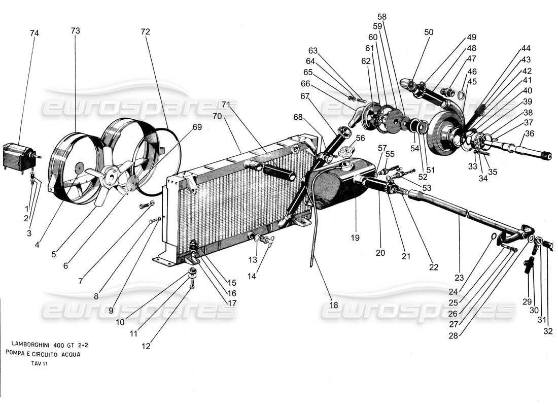 lamborghini 400 gt water pump part diagram