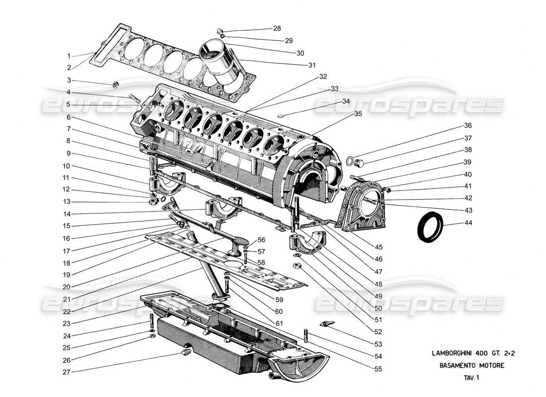 lamborghini 400 gt crankcase part diagram