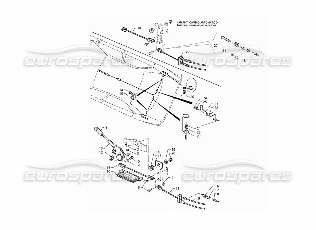 maserati qtp v8 (1998) handbrake control part diagram