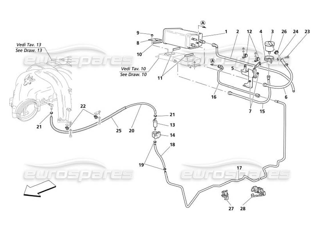 maserati 4200 spyder (2005) antievaporation device -not for usa and cdn- part diagram