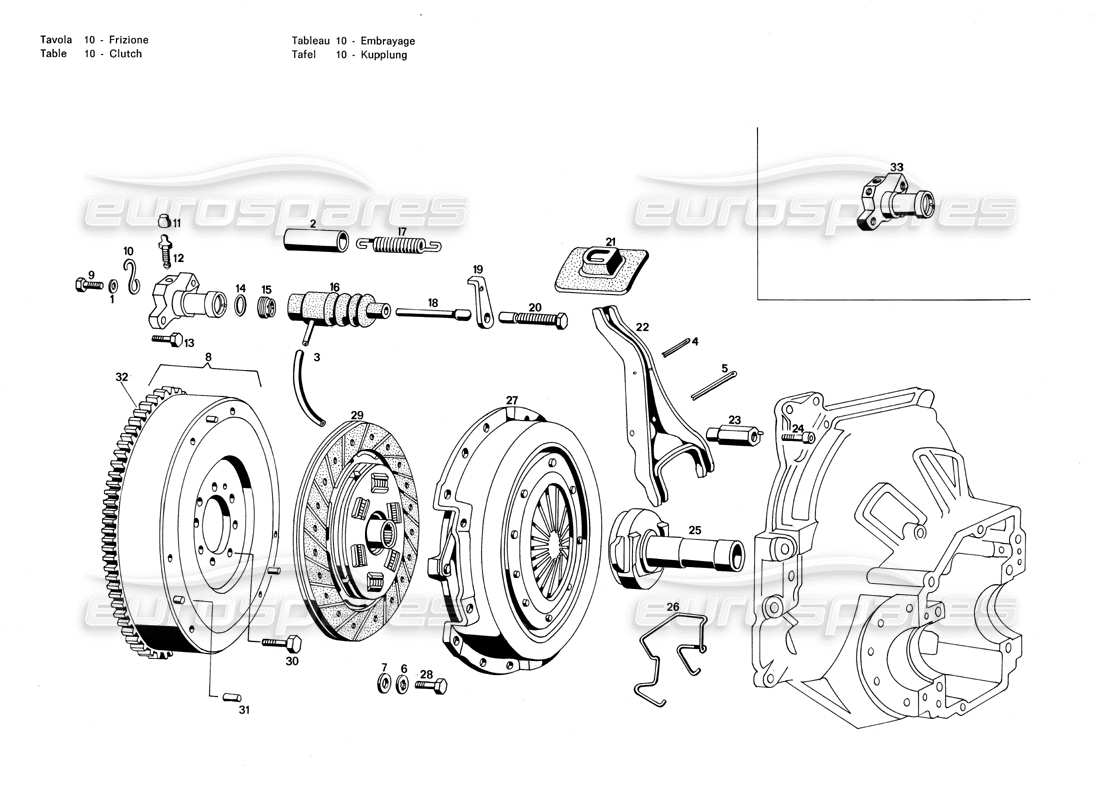 maserati merak 3.0 clutch part diagram