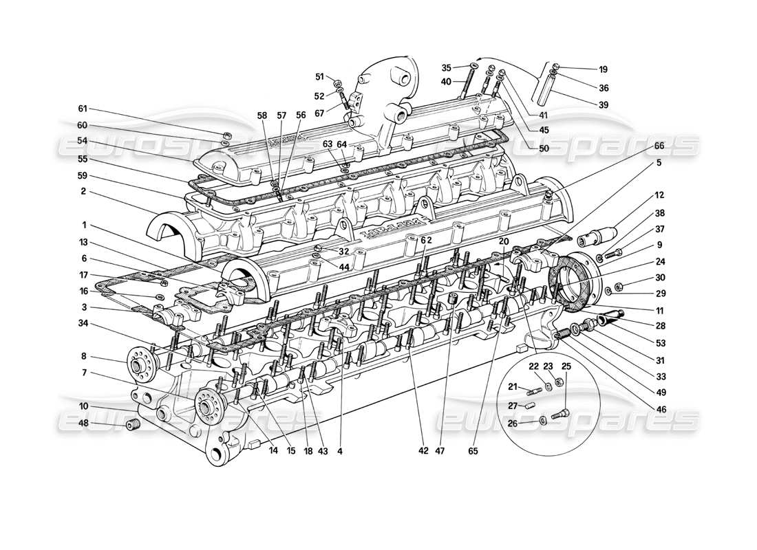 ferrari 400i (1983 mechanical) cylinder head (right) part diagram