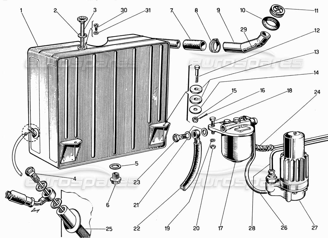 ferrari 330 gt 2+2 fuel tank part diagram