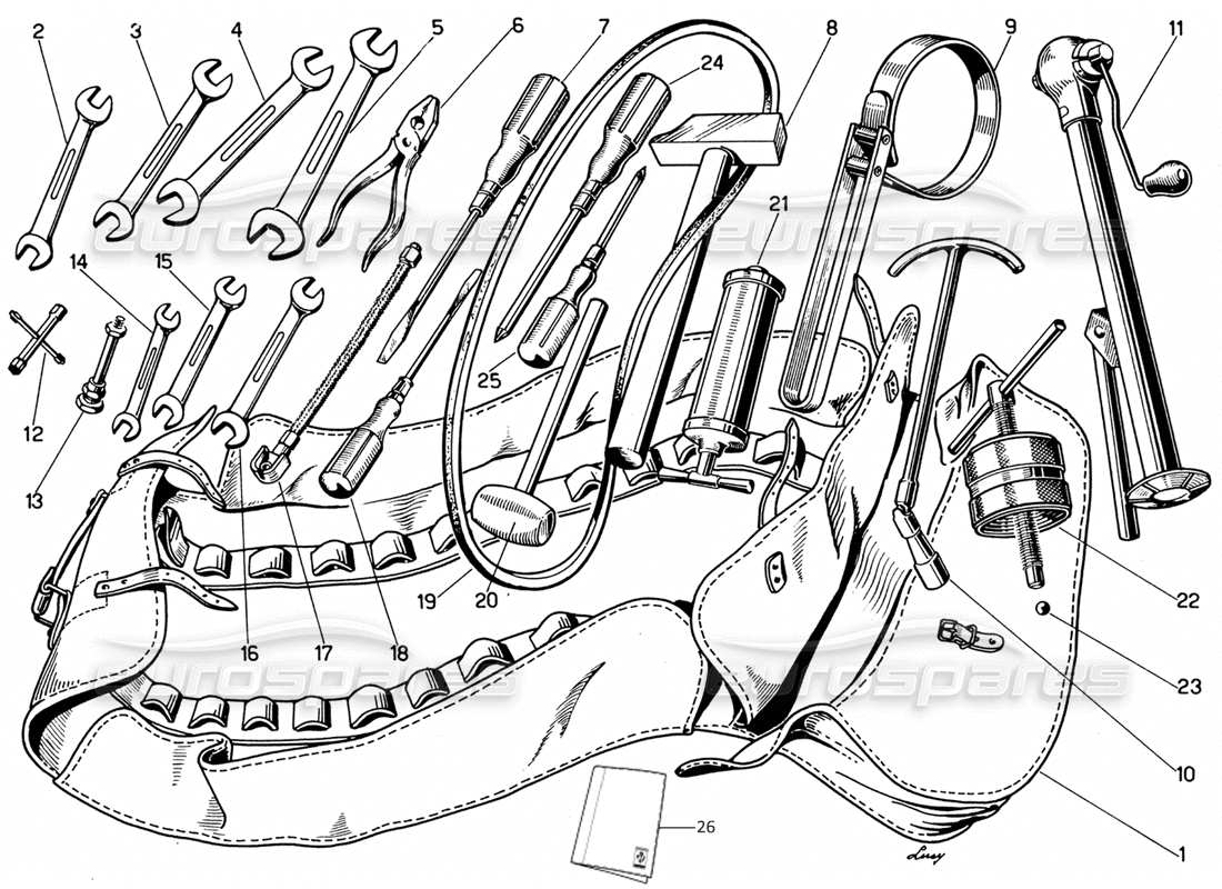 ferrari 330 gt 2+2 toolkit part diagram